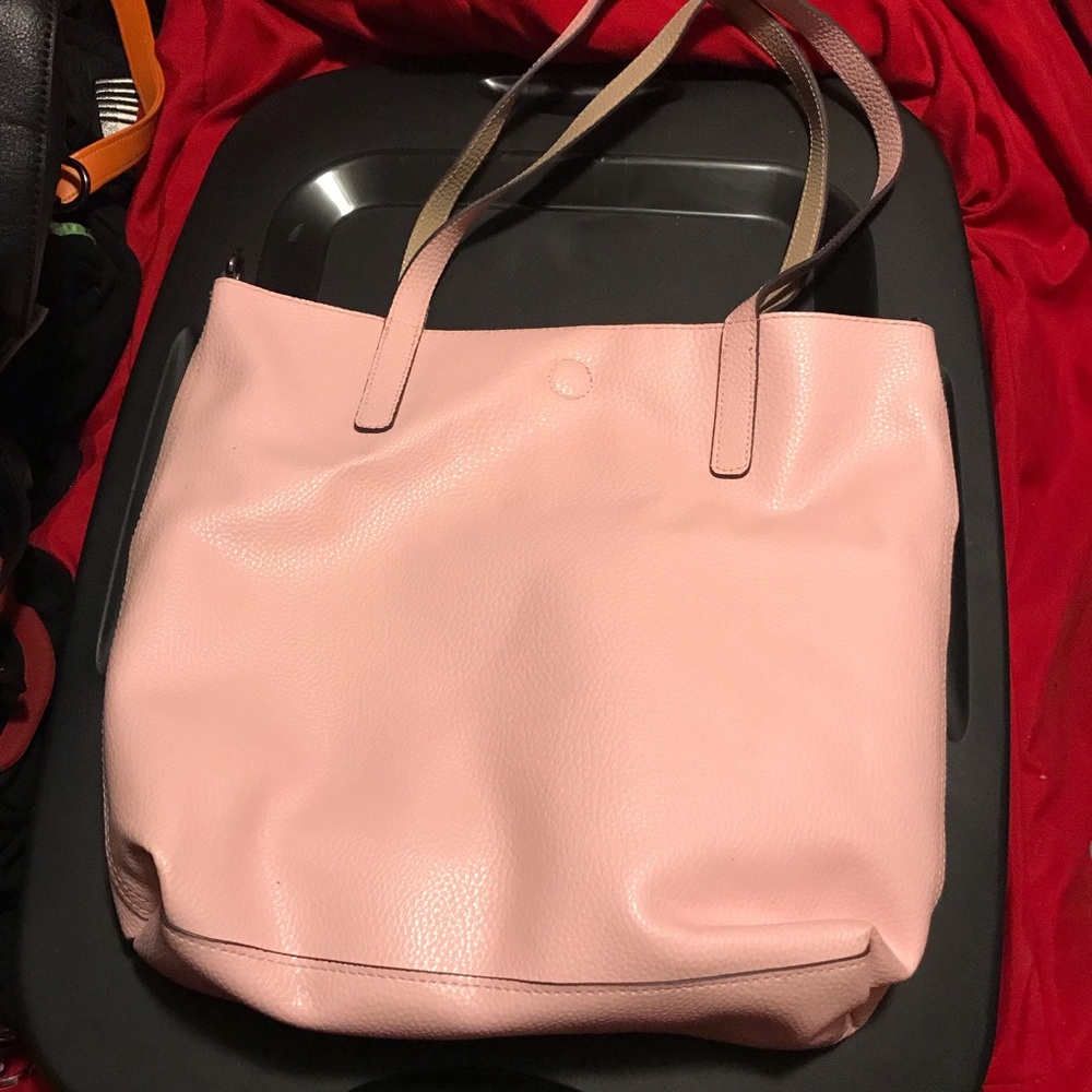 Faux leather pink tote